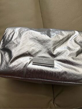 Kate spade Metallic Silver Clutch/Makeup bag